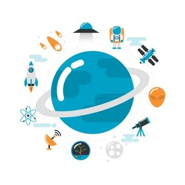 Astronomy with icons Stock Illustration