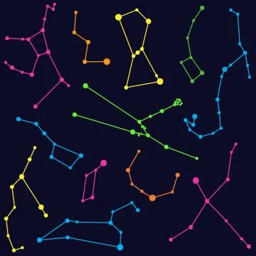 Astronomy - illustration of colored constellations Stock Illustration