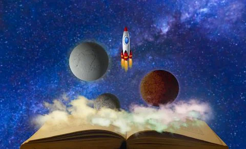 Astronomy magic book for kids Stock Illustration