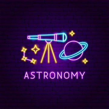 Astronomy Neon Label Stock Illustration