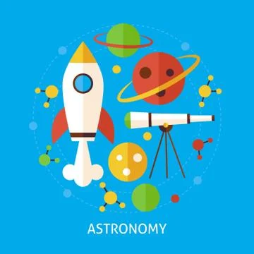 Astronomy Science Flat Vector Concept Stock Illustration
