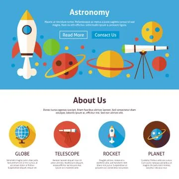 Astronomy Science Flat Web Design Template Stock Illustration