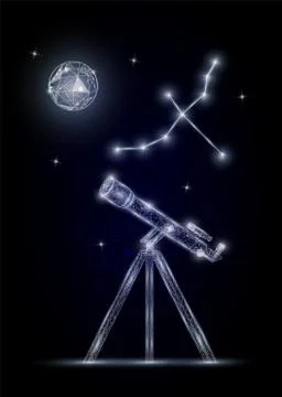 Astronomy science vector polygonal art style illustration Stock Illustration