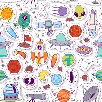 Astronomy space vector seamless pattern 스톡 일러스트