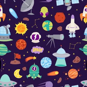 Astronomy space vector seamless pattern Stockillustratie