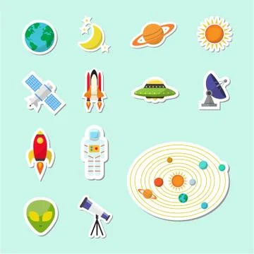 Astronomy sticker icon Stock Illustration