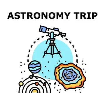 Astronomy trip exploring cosmos and celestial bodies concept Stock Illustration