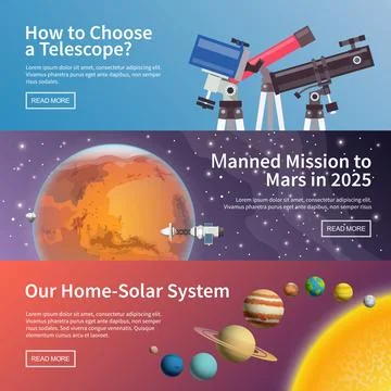 Astronomy vector banner set Stock Illustration