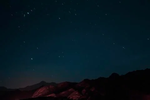 Astrophotography of Laguna Beach Mountains with the sky lit up by stars Stock Photos