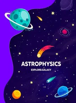 Astrophysics galaxy space planets, asteroid, comet Stock Illustration