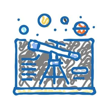 Astrophysics space exploration icon doodle illustration Stock Illustration