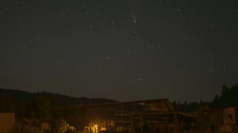 Astrotimelapse of Comet NEOWISE with foreground Stock Footage 169546780