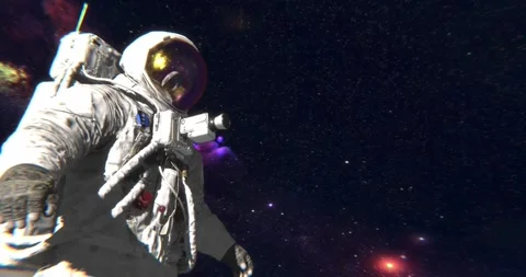 An astrounaut discovering Earth view from the Moon surface Video stock 318666295