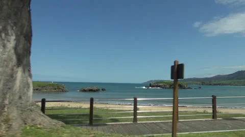 Asturian beach from car Stock Footage 24898335