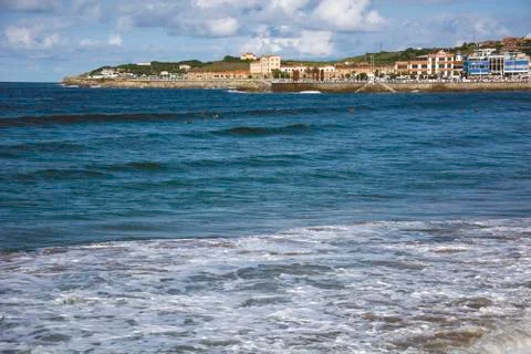 Asturian coast with blue sky Stock Photos