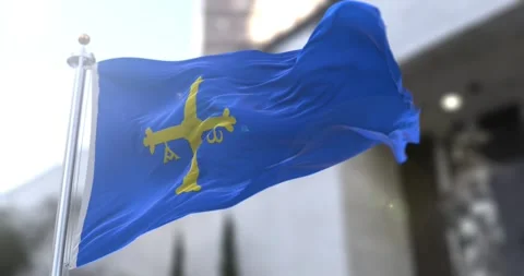 Asturias flag waving-seamless-loop-4k-60fps Stock Footage 344391682