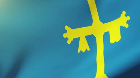 Asturias flag waving in the wind. Looping sun rises style.  Animation loop Stock Footage 48274806
