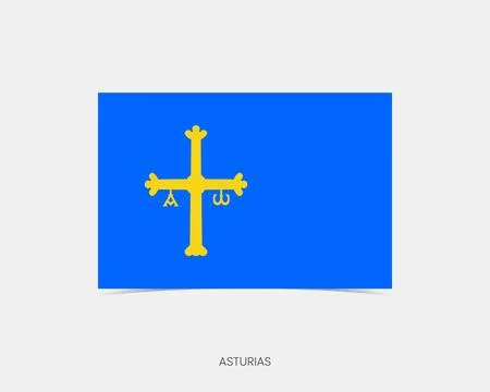 Asturias Rectangle flag icon with shadow. Stock Illustration