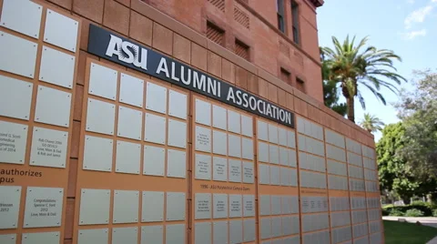 ASU Old Main Alumni Association Signs - Pan Shot Stock Footage 50525405
