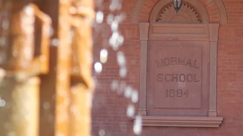 ASU Old Main Normal School 1894 Sign Fountain Stock Footage 50523093