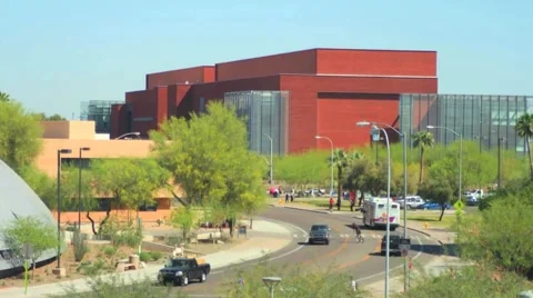 ASU Timelapse daytime busy intersection road of people cars pedestrians Stock Footage 957011