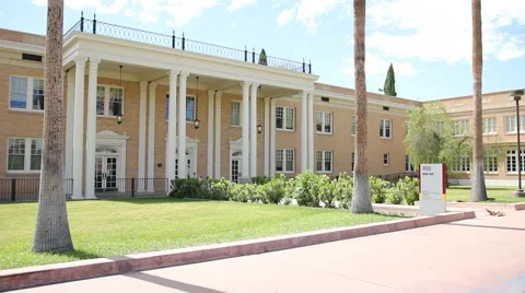 ASU West Hall Building Front Entrance - Pan Shot Stock Footage 50526295