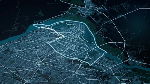Asuncion Paraguay Glowing Digital Map Animation 4K Video stock 337894874