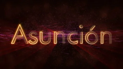 Asuncion - Shiny looping city name in Paraguay, text animation Stock Footage 99600505