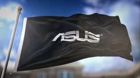 Asus Flag Waving Slow Motion 3D Rendering Blue Sky Background - Editorial A.. Stock Footage 75678107