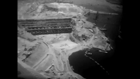 The Aswan Dam is constructed in Egypt with the help of the Soviet Union in the Stock Footage 88873238