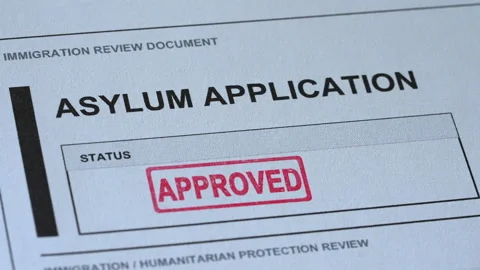 Asylum Application Approved Stamp On Form Stock Footage 345082980