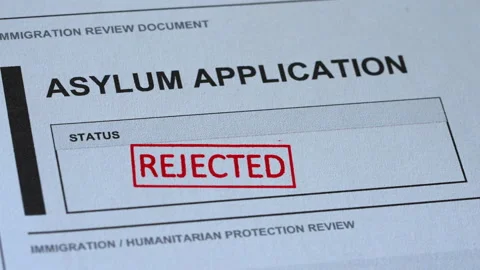 Asylum Application Rejected Stamp On Form Stock Footage 345084399