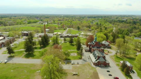 Asylum Main Building and Campus Aerial Video stock 153479445