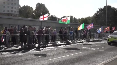 Asylum protests and counter protests in Falkirk Stock Footage 316967328