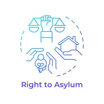 Asylum right blue gradient concept icon Stock Illustration