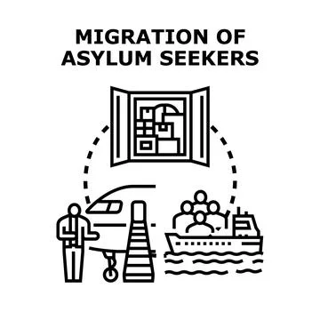 Asylum seeker migration path planning concept vector Иллюстрация