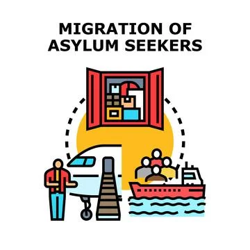 Asylum seeker migration path planning concept vector Stock Illustration