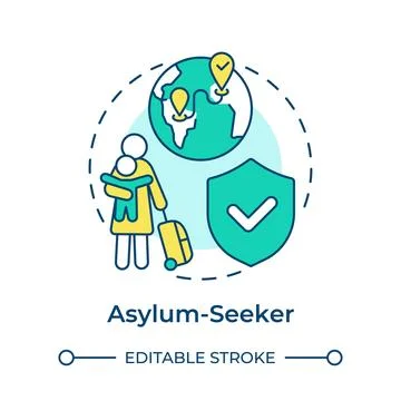 Asylum seeker multi color concept icon Stock Illustration