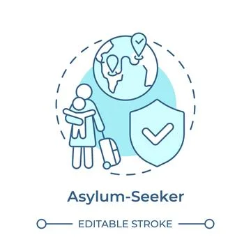 Asylum seeker soft blue concept icon Illustrazione stock