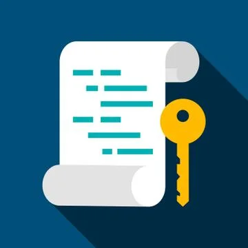 Asymmetric Key Flat Icon Illustrazione stock