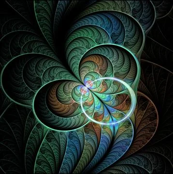 Asymmetric pattern in Green and blue pearl palette. Computer generated graphi イラスト素材