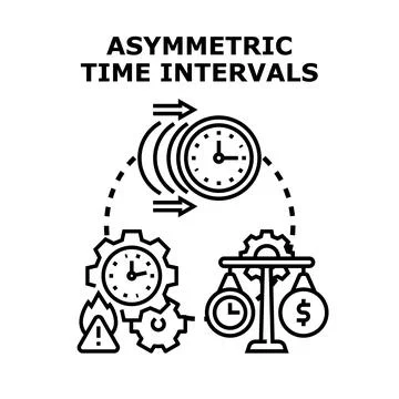Asymmetric time intervals concept with varying durations Stockillustratie
