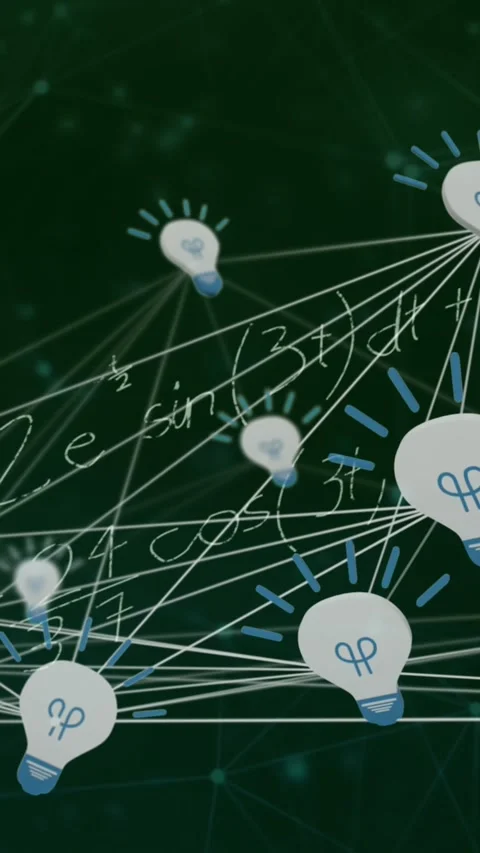Asymmetrical lines on screen may symbolize math equations or code in digital Stock Footage 321788370