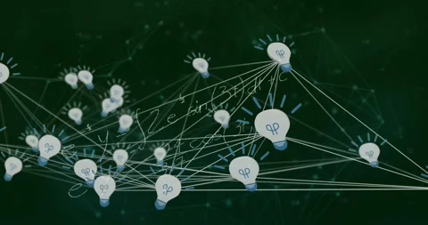 Asymmetrical lines on screen may symbolize math equations or code in digital Stock Footage 325964591