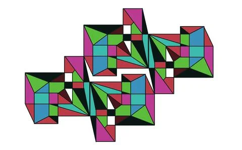 Asymmetrical Multicoloured Polygon Mosaic Pattern on White Background Stock Illustration