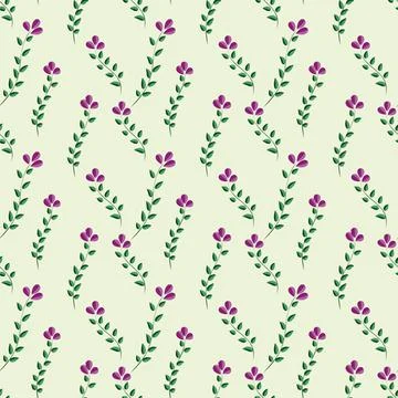 Asymmetrical pattern of leaves and pink flowers. Stock Illustration