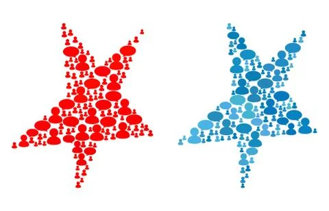 Asymmetrical Star Composition Icons of Message Clouds and Men Stock Illustration