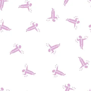 Asymmetrical tonic neck reflex glyph seamless pattern Stock Illustration