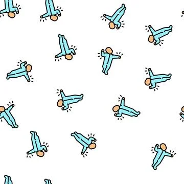 Asymmetrical tonic neck reflex vector seamless pattern Stock Illustration