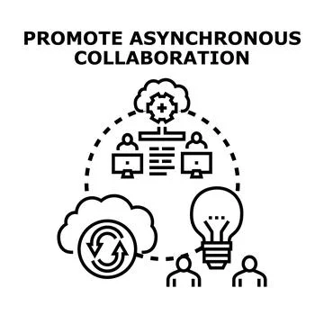 Asynchronous collaboration concept working remotely with cloud technology Illustrazione stock